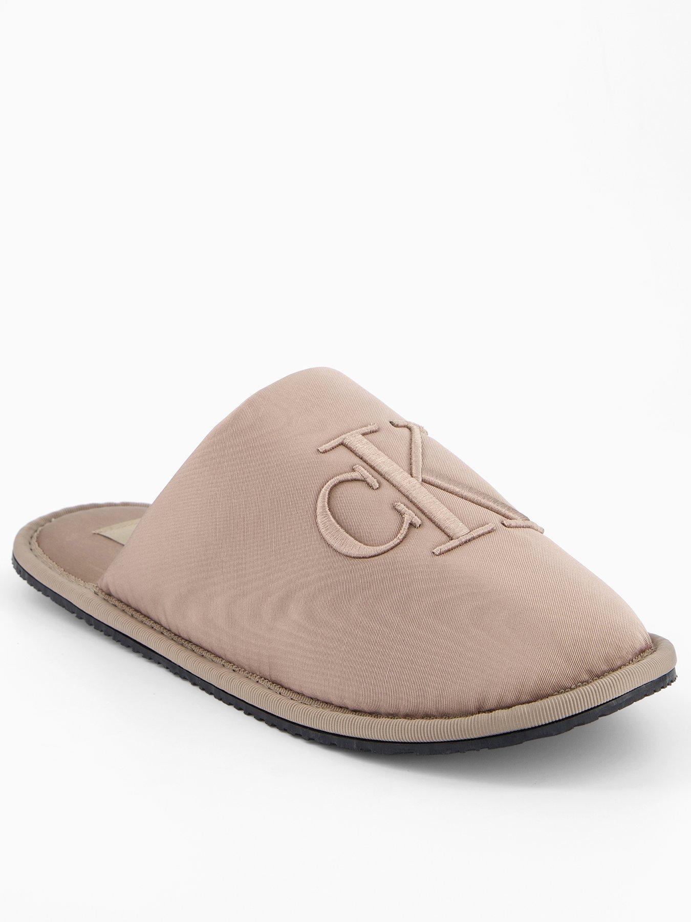 Calvin Klein Satin Slippers, Beige, Size 37, Women
