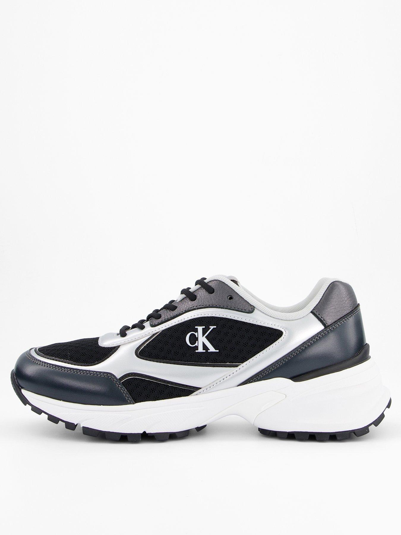 Calvin Klein Hike Runner Lace Up Mesh Trainers, Black, Size 36, Women