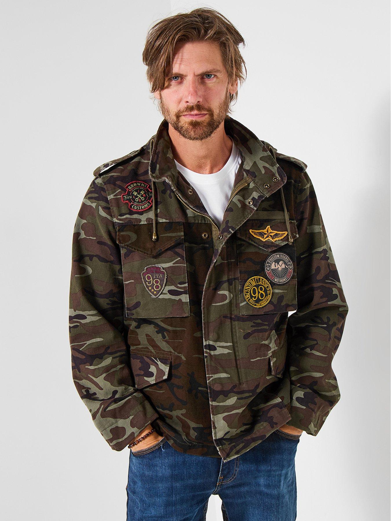 Joe Browns Camo Utility Hooded Jacket - Khaki