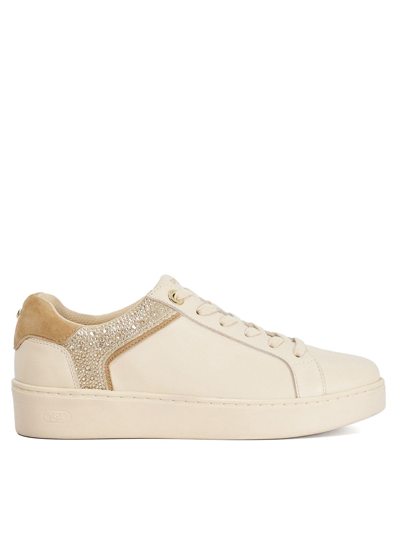 Dune London Elli Lace Up Chunky Flatform Trainers - Cream