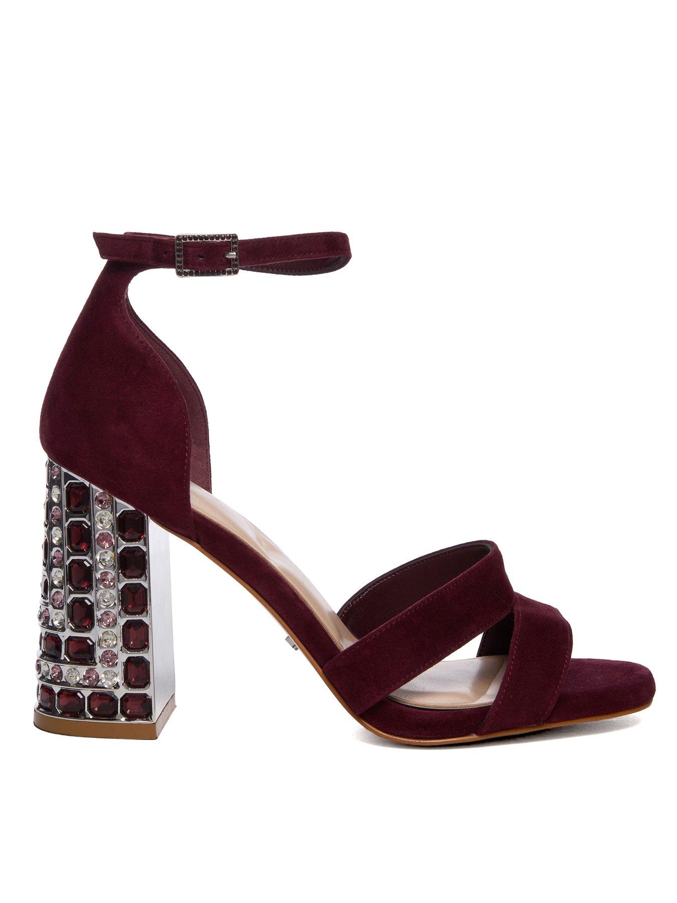 undefined Majestical Suede Embellished Heel - Burgundy