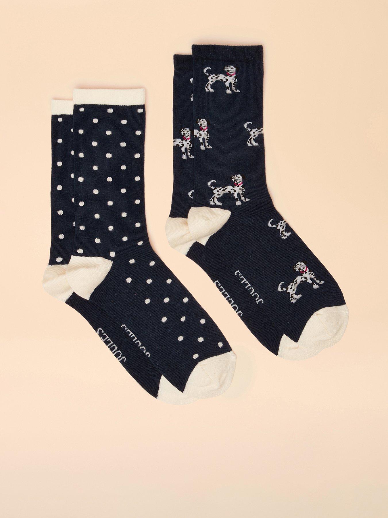 Joules Pack Of Two Socks - Navy/Oatmeal