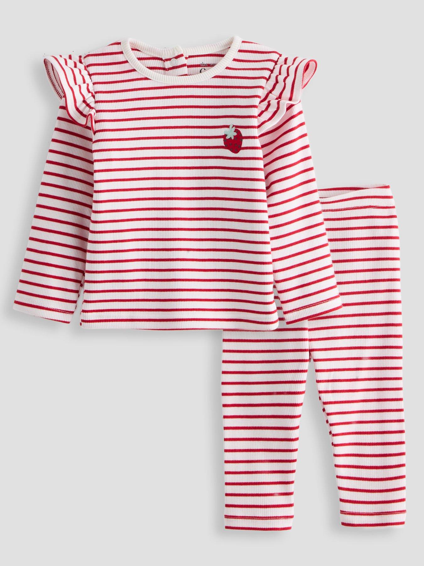 The Very Collection Frill Stripe Long Sleeve T-shirt And Legging Set - Red