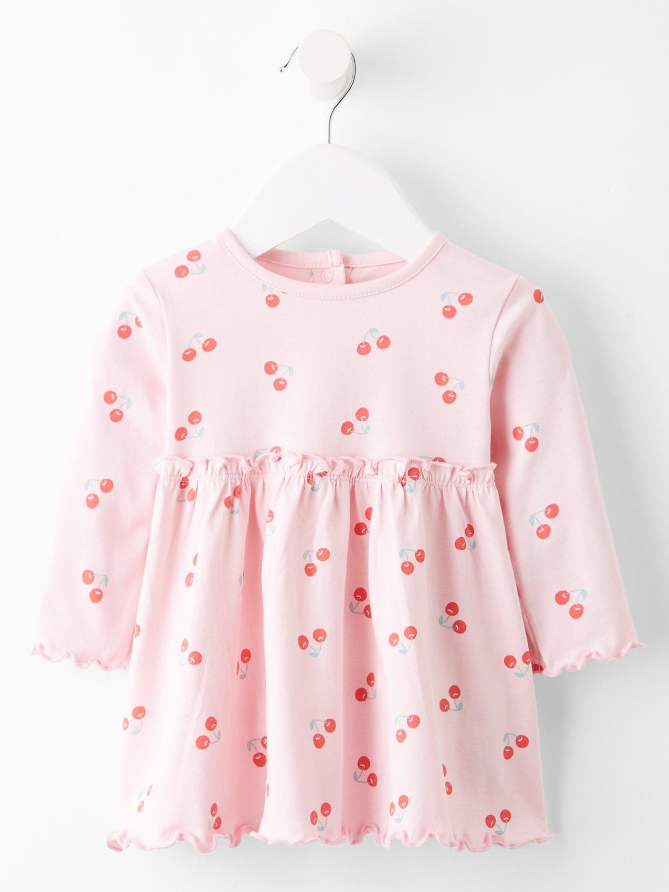 Image 1 of 4 of The Very Collection Cherry Print Jersey Dress - Pink