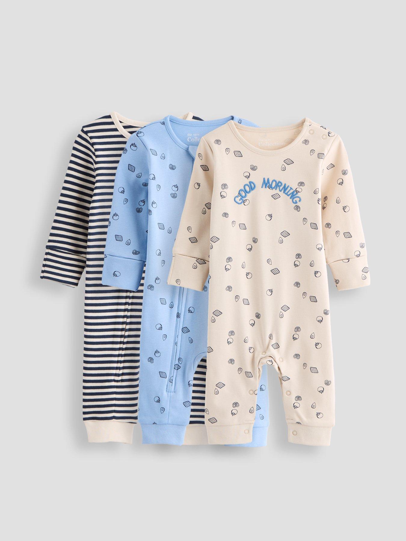 The Very Collection Life Is Sweet 3 Pack Sleepsuits - Blue
