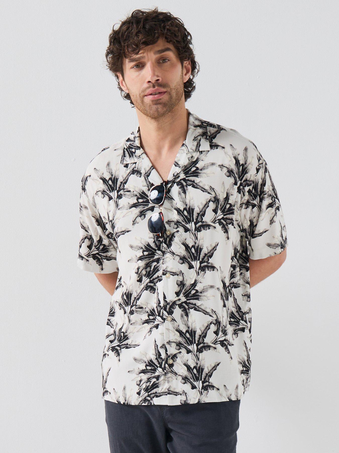 Jack & Jones Jeff Monochrome Aop Short Sleeve Resort Shirt - Grey