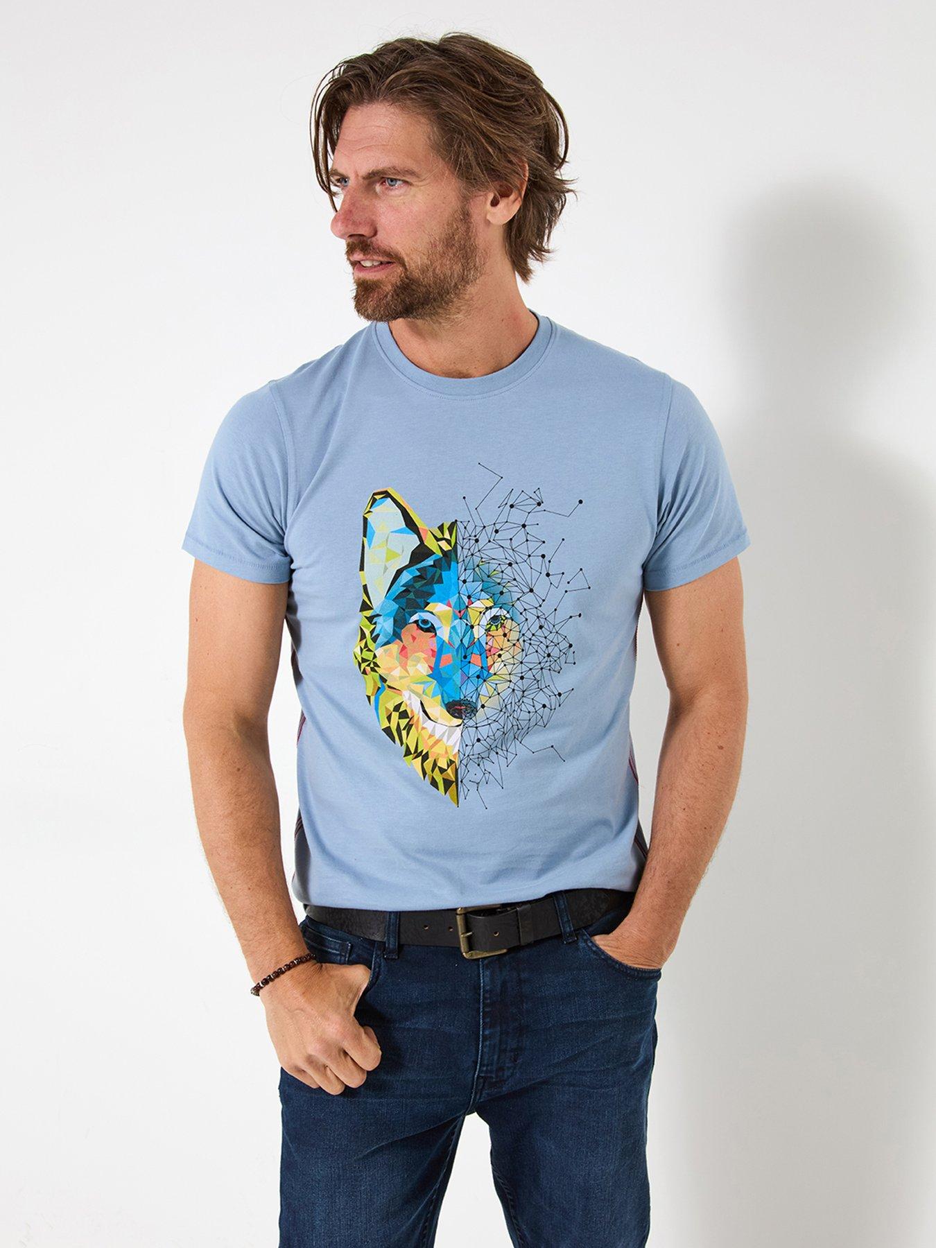 Joe Browns Wolf Contrast Print T Shirt - Blue