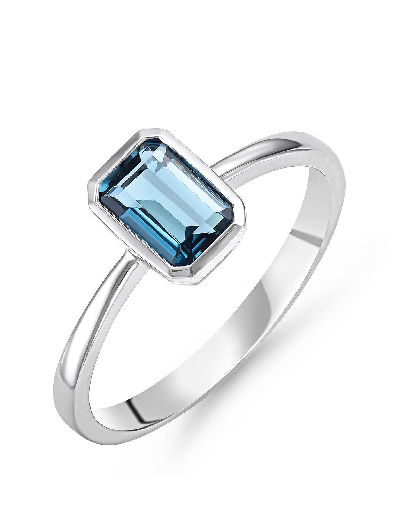Beaverbrooks 9ct White Gold Blue Topaz Ring