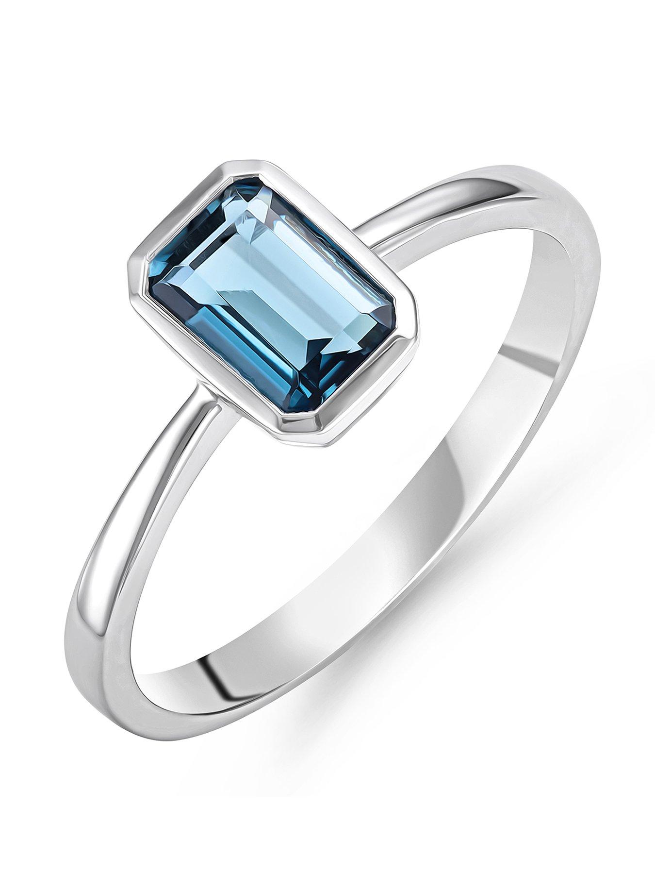 Beaverbrooks 9ct White Gold Blue Topaz Ring