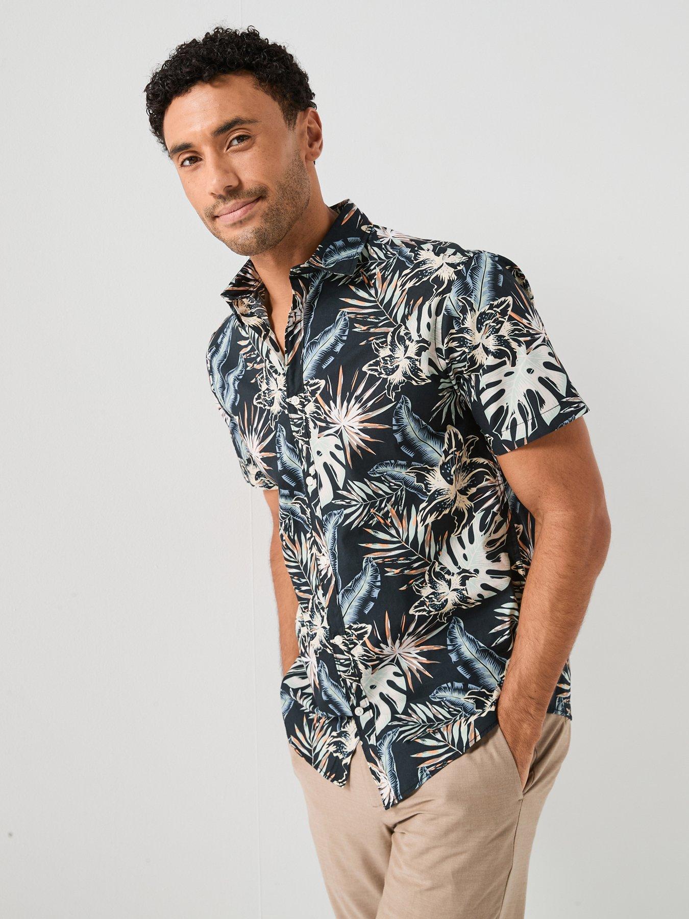 Jack & Jones Honolulu Aop Printed Short Sleeve Shirt - Black