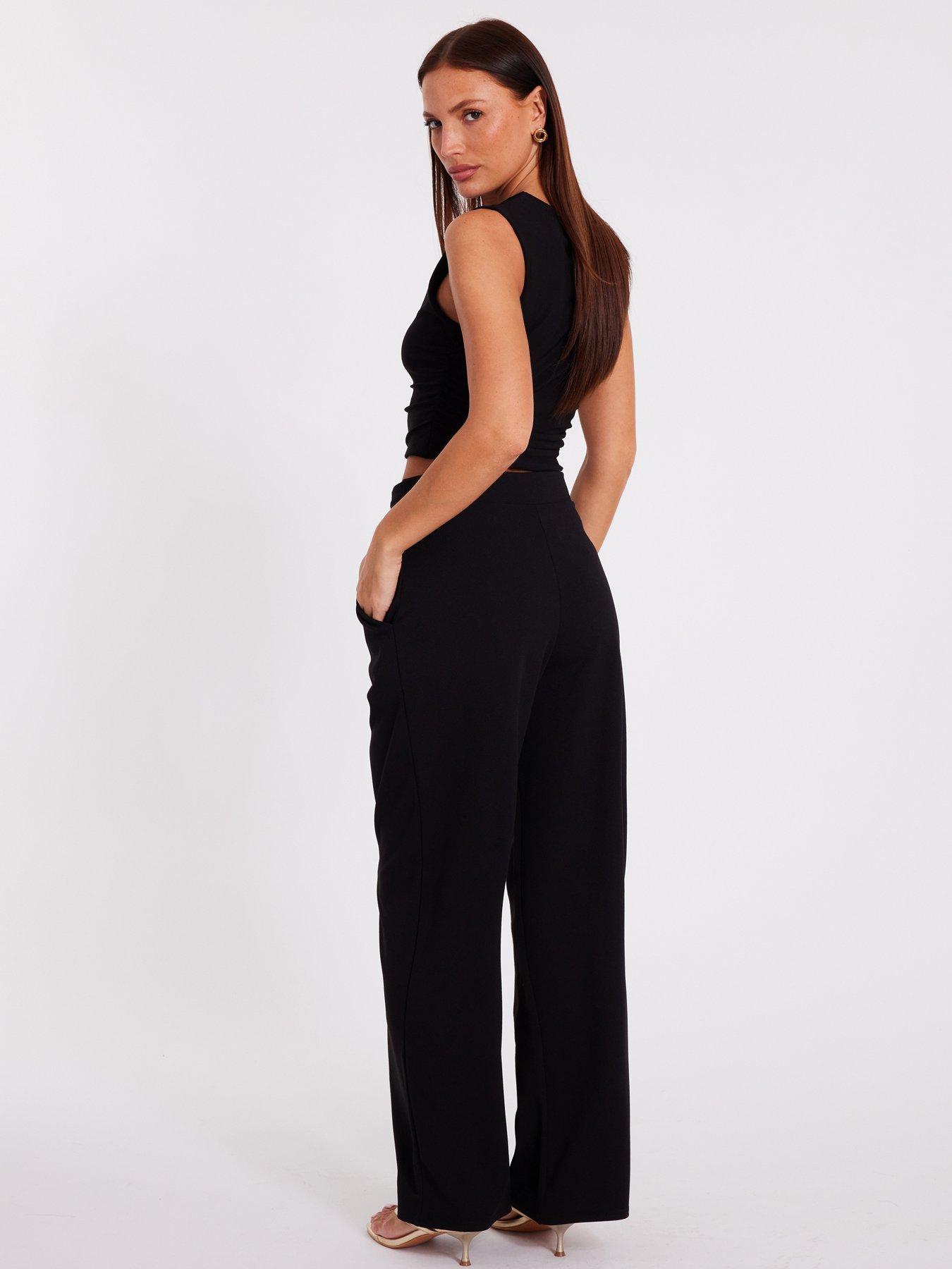 Image 2 of 6 of Quiz Black Buckle Palazzo Trousers