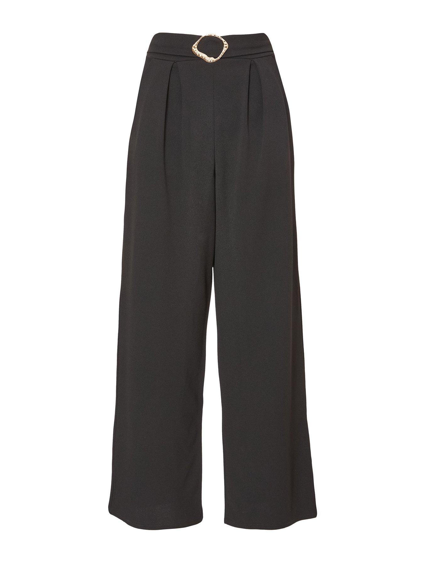 Image 4 of 6 of Quiz Black Buckle Palazzo Trousers