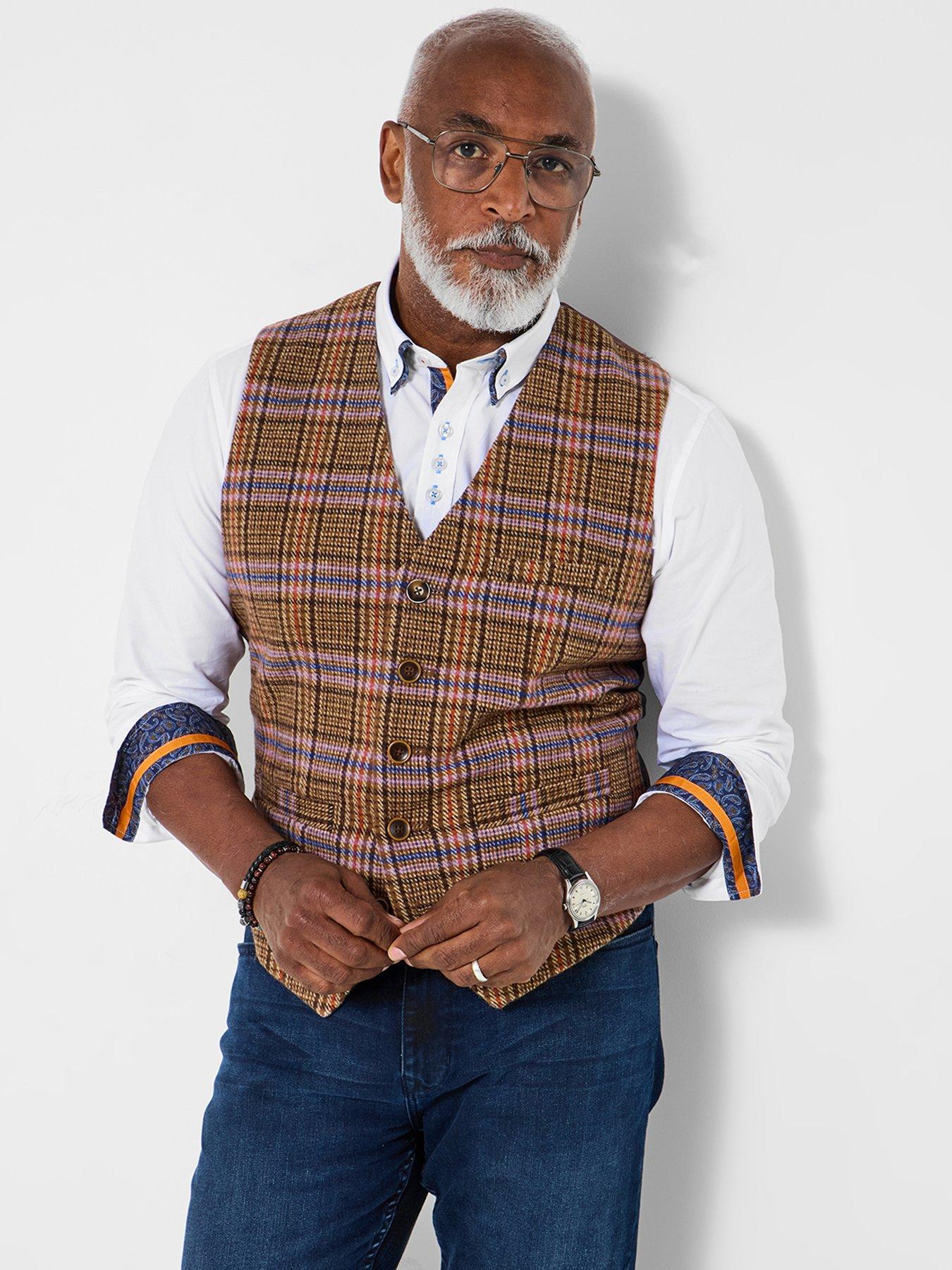 Joe Browns Check Front Waistcoat - Brown