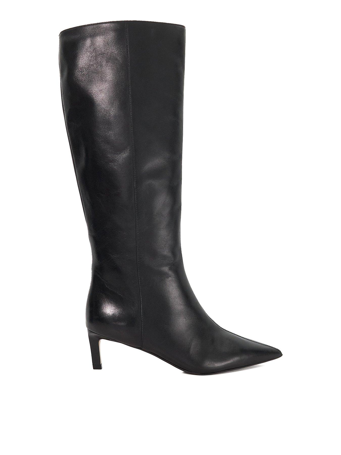 undefined Smoothly Side Zip Detail Leather Knee High Boots - Black