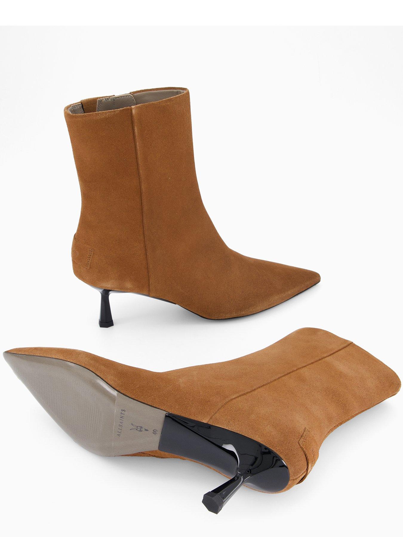 Image 4 of 7 of AllSaints Vivian Suede Boot - Brown