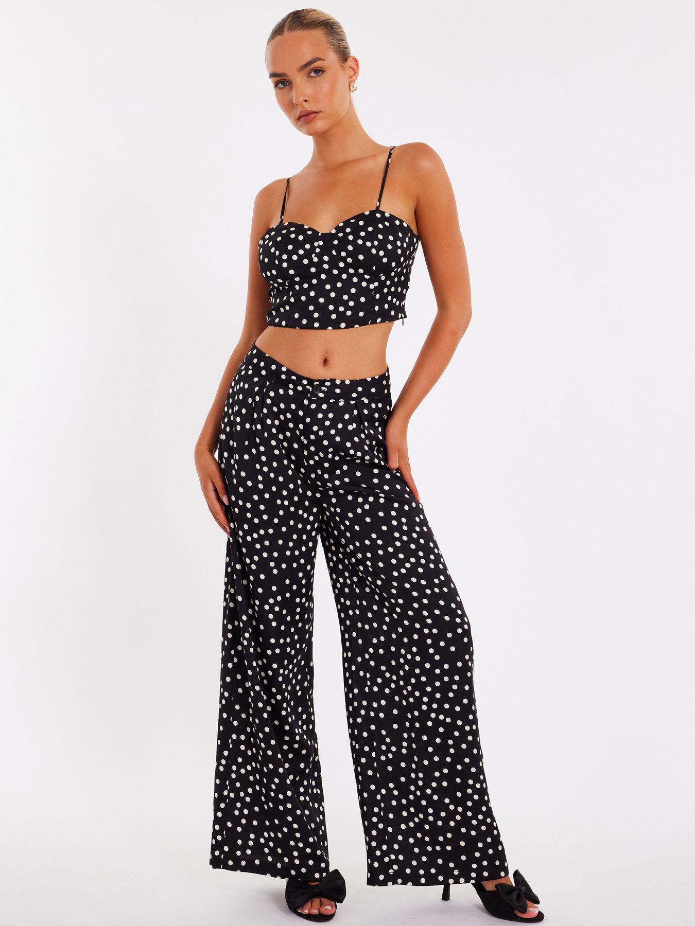 Quiz Black Polka Dot Trousers