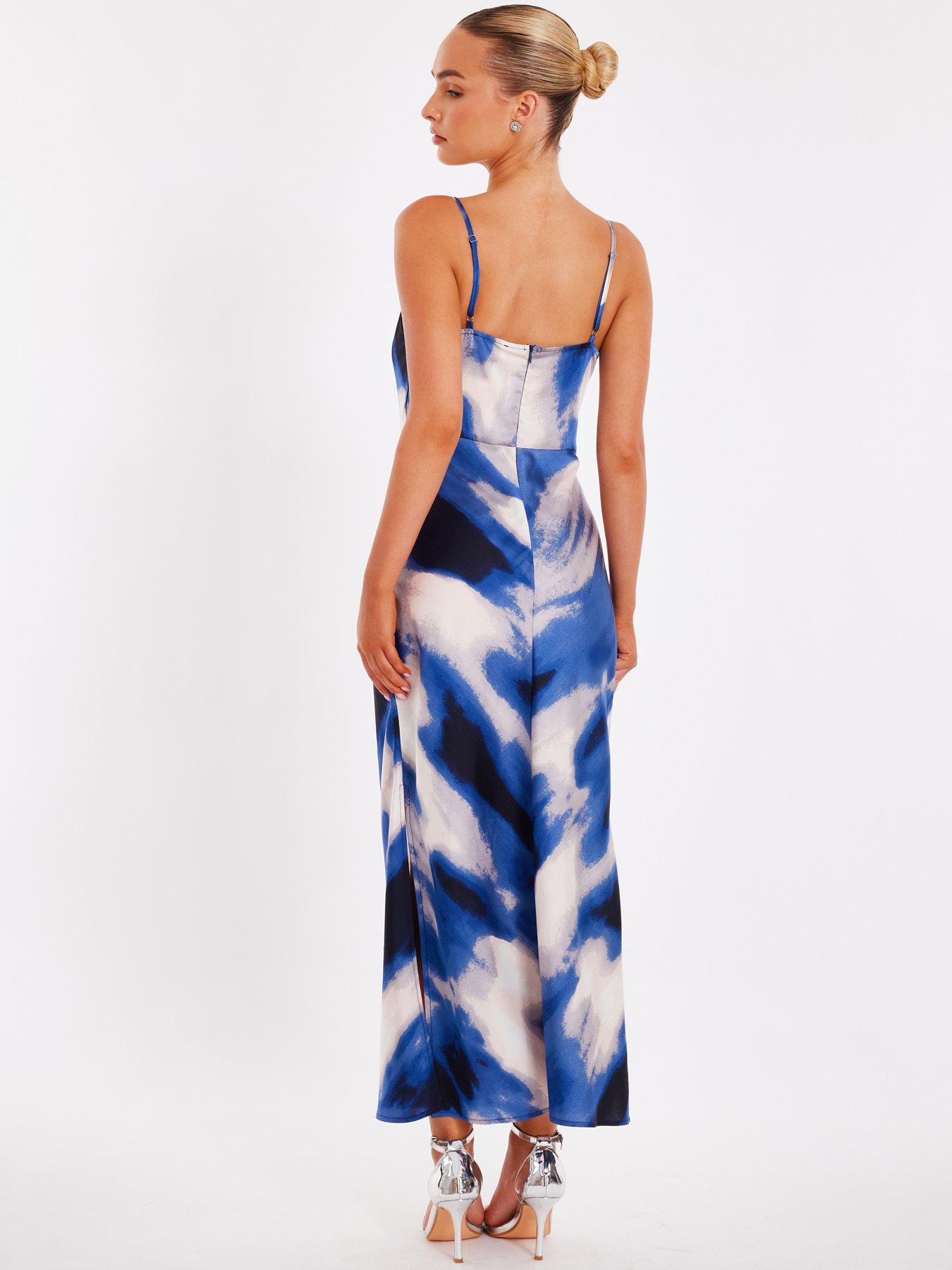 blue and white dress for bridal shower Marble Fashions Double Sided Pebble Print A Line Dress Navy/white 103 –  SisterOnlinestore