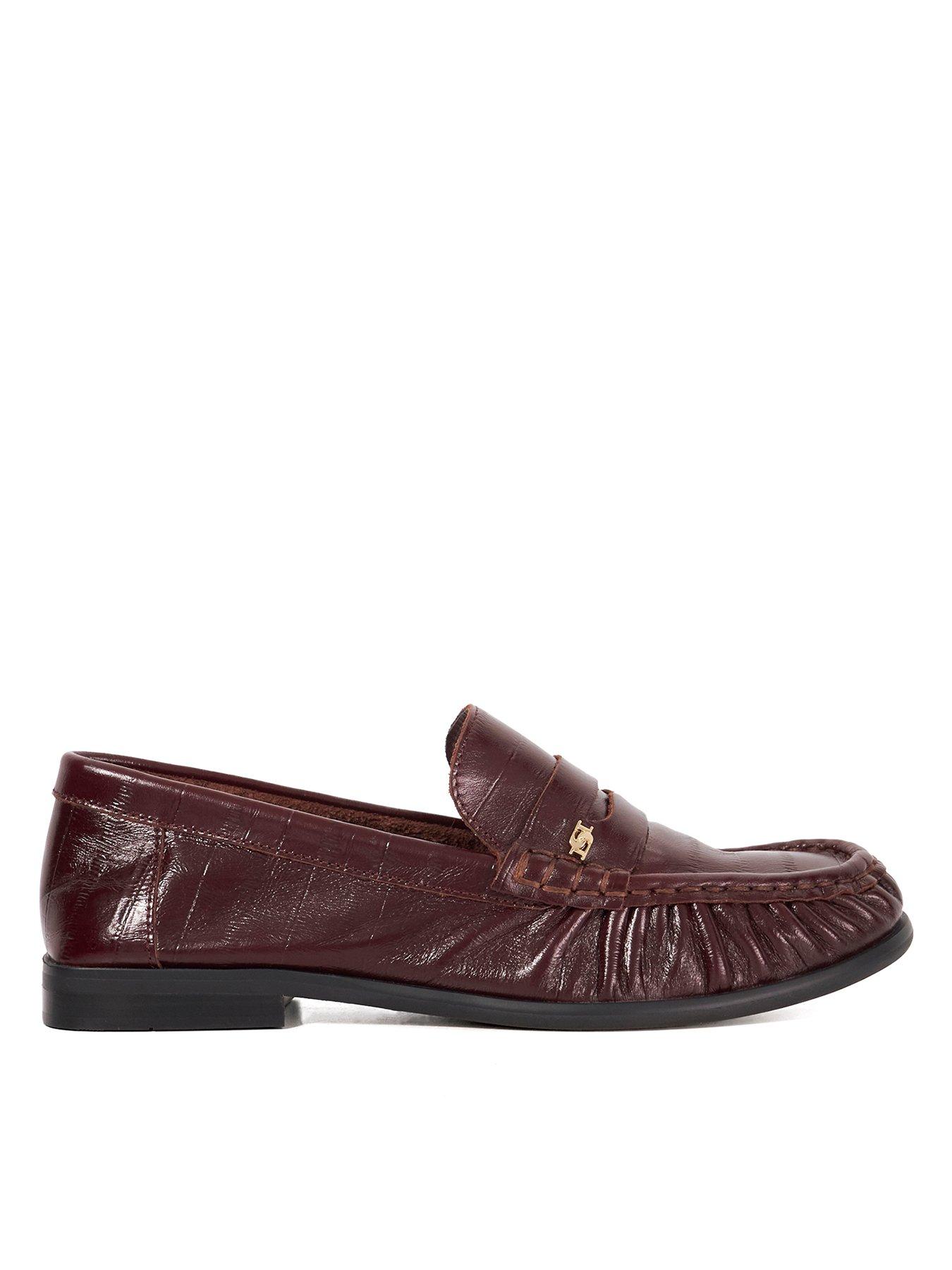 Dune London: Grisella Leather Loafers - Burgundy