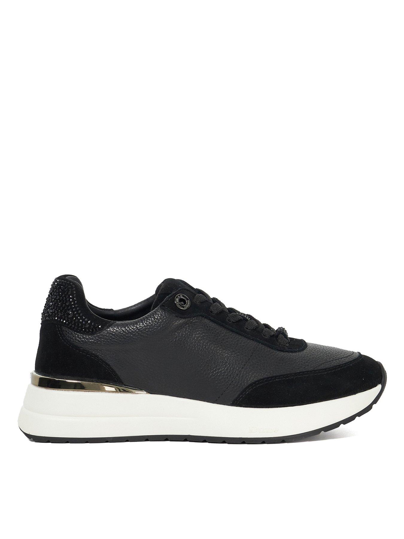 Dune London Emotion Leather Lace Up Runner - Black