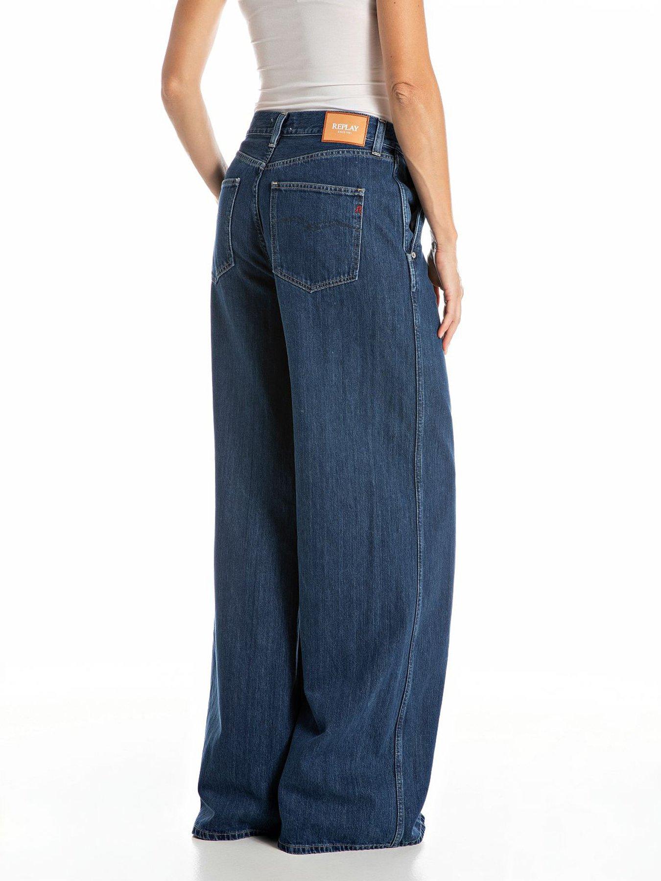 Image 2 of 3 of Replay Wide Leg Fit Jeans - Blue