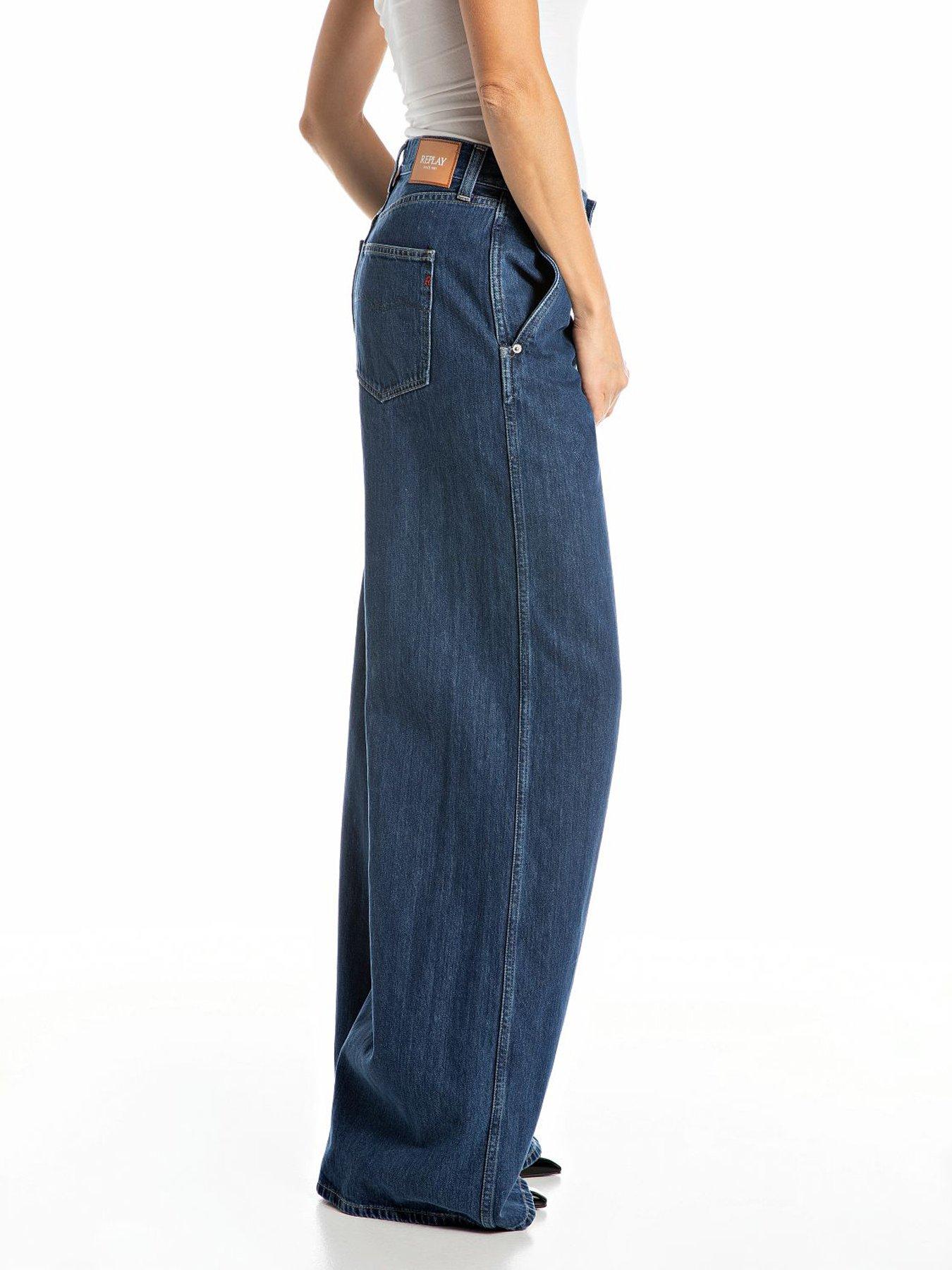 Image 3 of 3 of Replay Wide Leg Fit Jeans - Blue