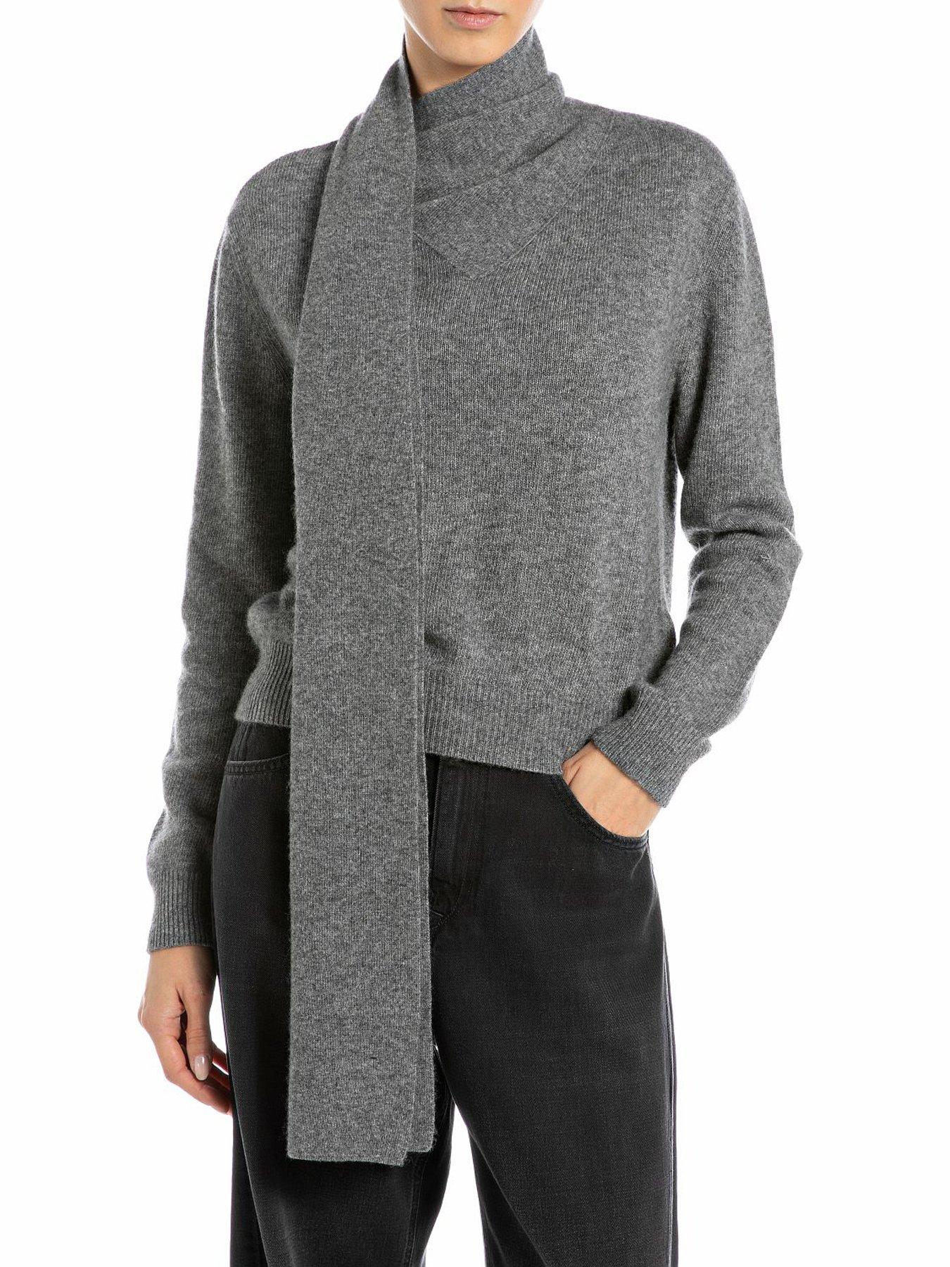 Replay Lambswool Viscose Knitted Jumper - Grey
