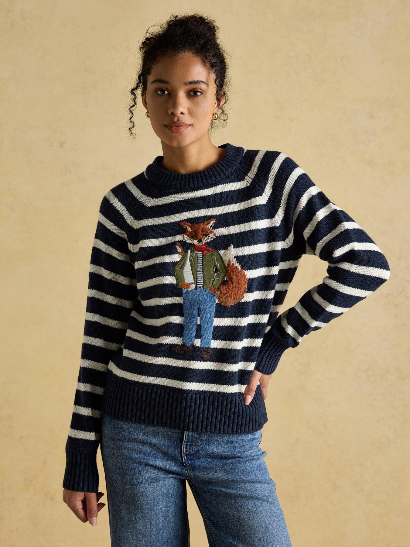 Joules Cotton Rich Intasia Knit Jumper - Navy
