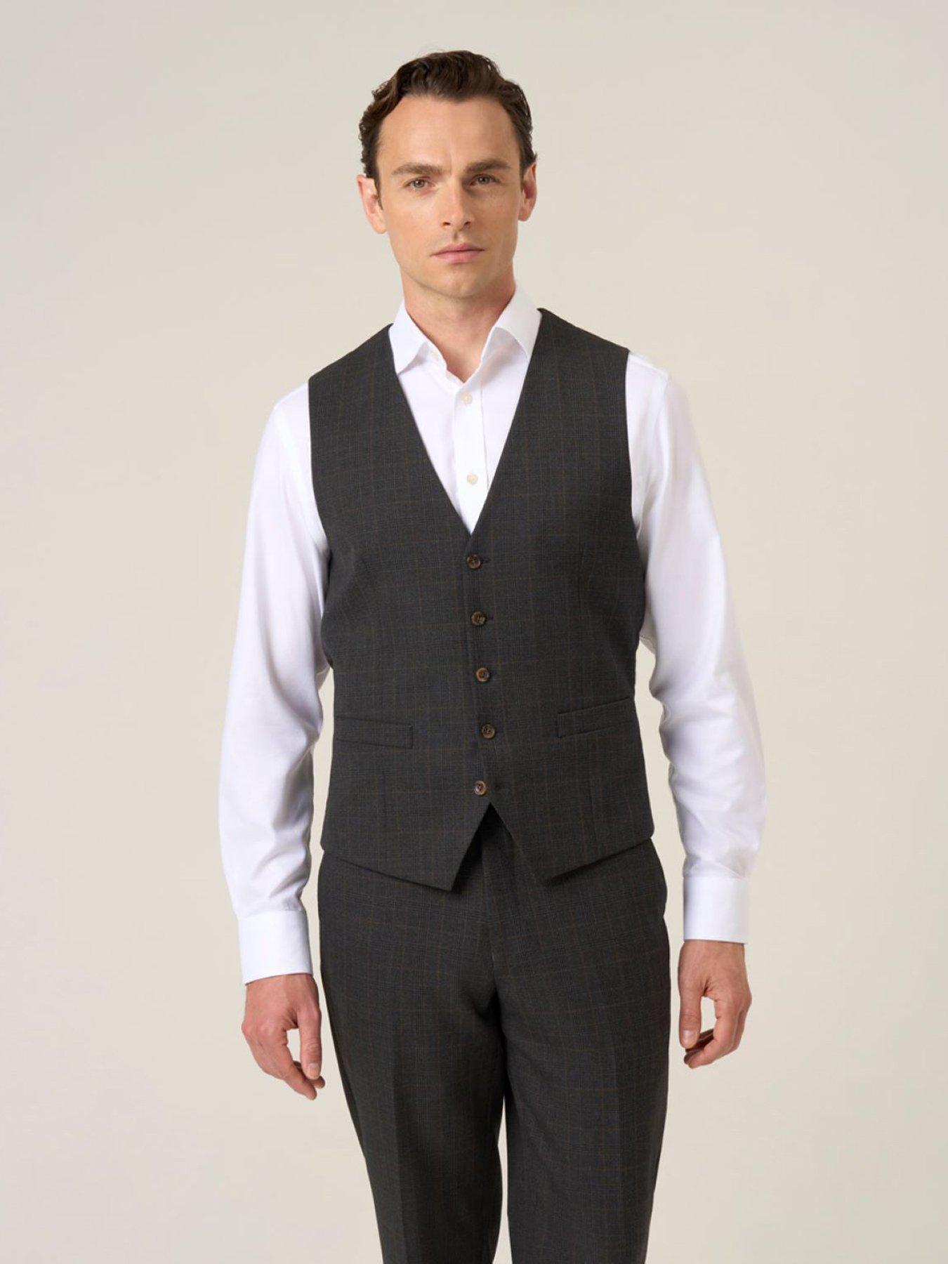 Skopes Elijah Charcoal Check Waistcoat - Dark Grey