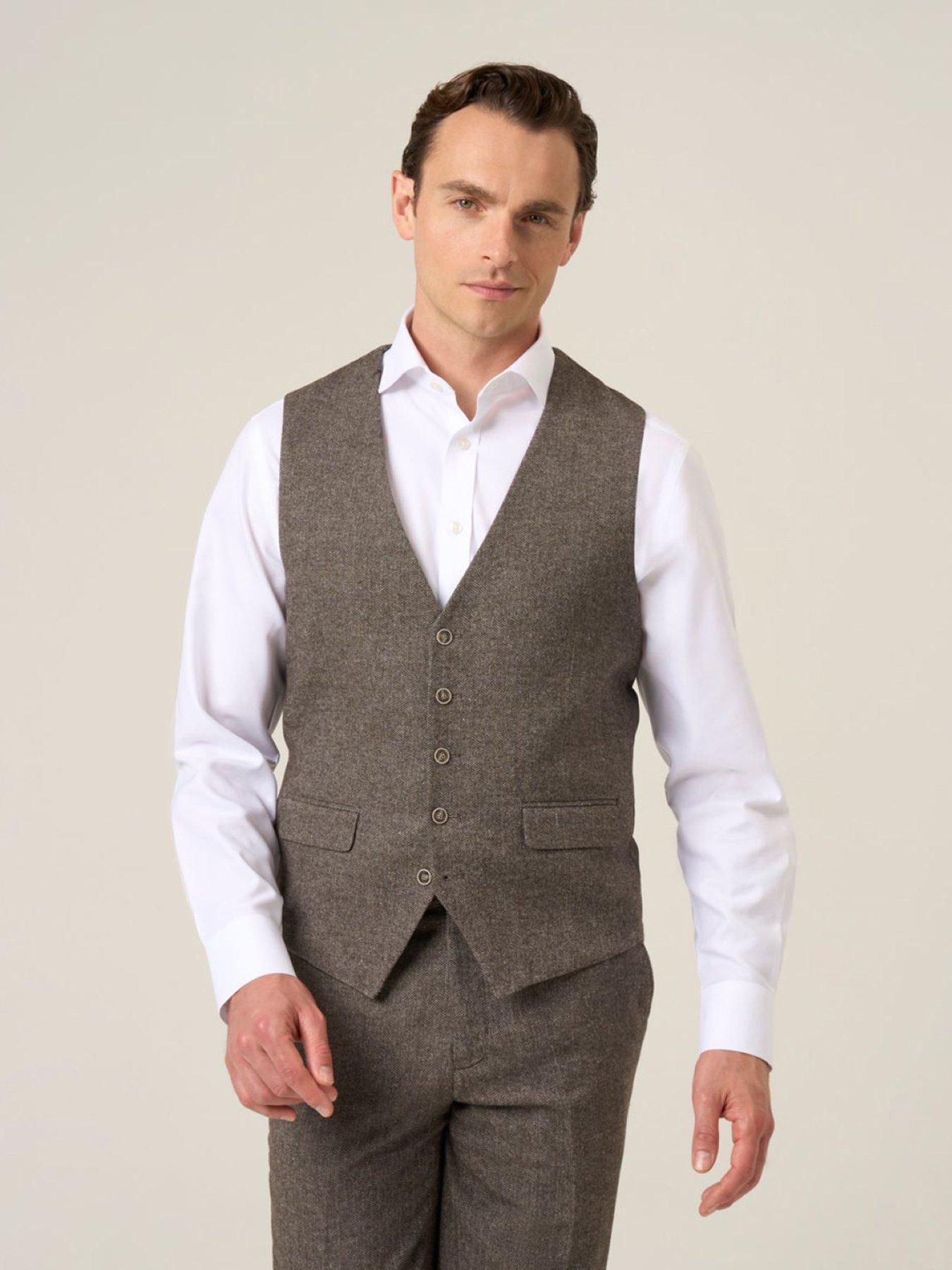 Skopes Jude Fawn Herringbone Waistcoat - Light Brown