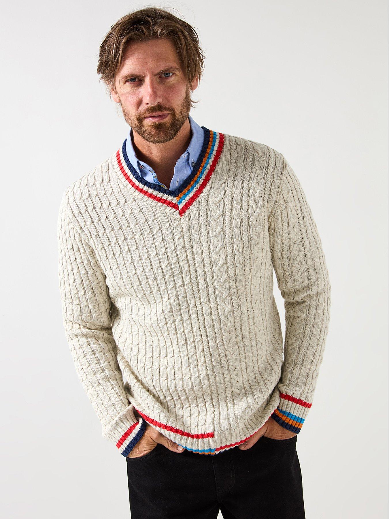 Joe Browns V-Neck Cable Knitted Jumper - Cream