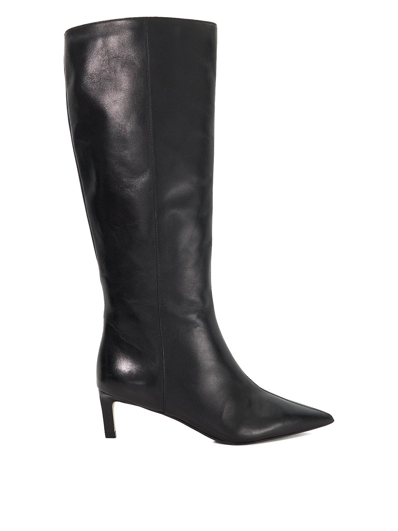 Dune London Wide Fit Smoothly Leather Knee High Boots - Black