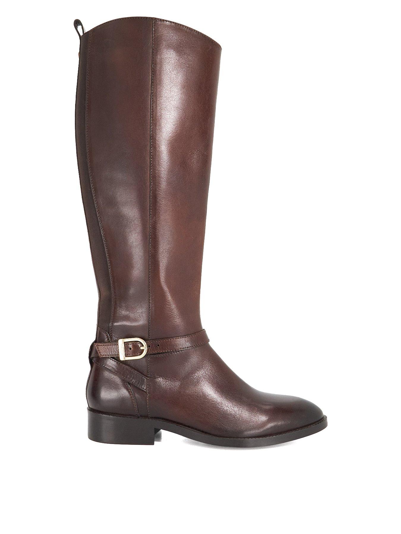 Dune London Wide Fit Talias Leather Knee High Riding Boots - Brown