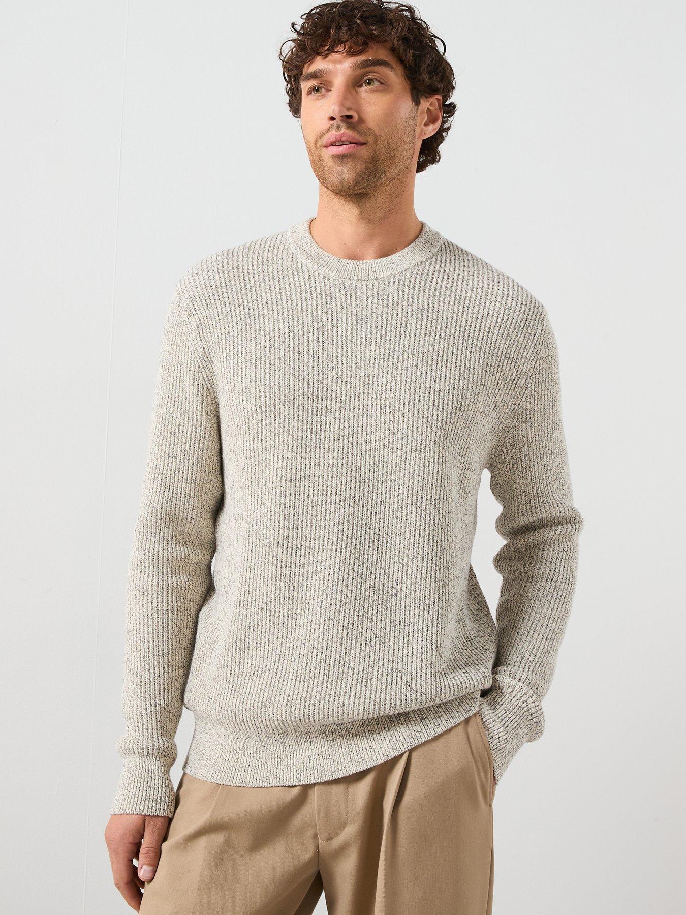 Mango Azores Salt  &  Pepper Crew Knitted Jumper - Light Beige