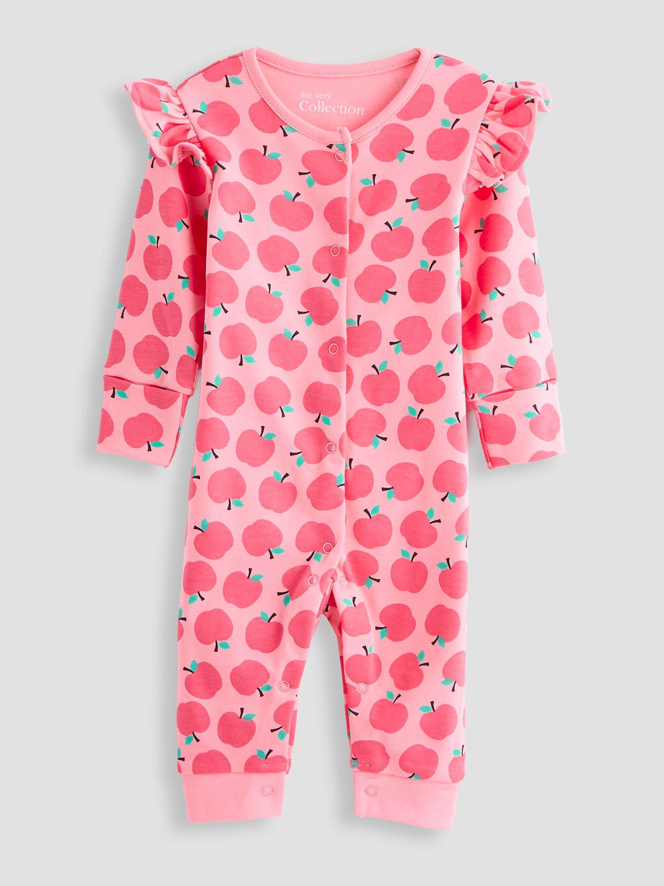Image 2 of 6 of The Very Collection Frill Sleeve Fruit Print 3 Pack Sleepsuits - Multi