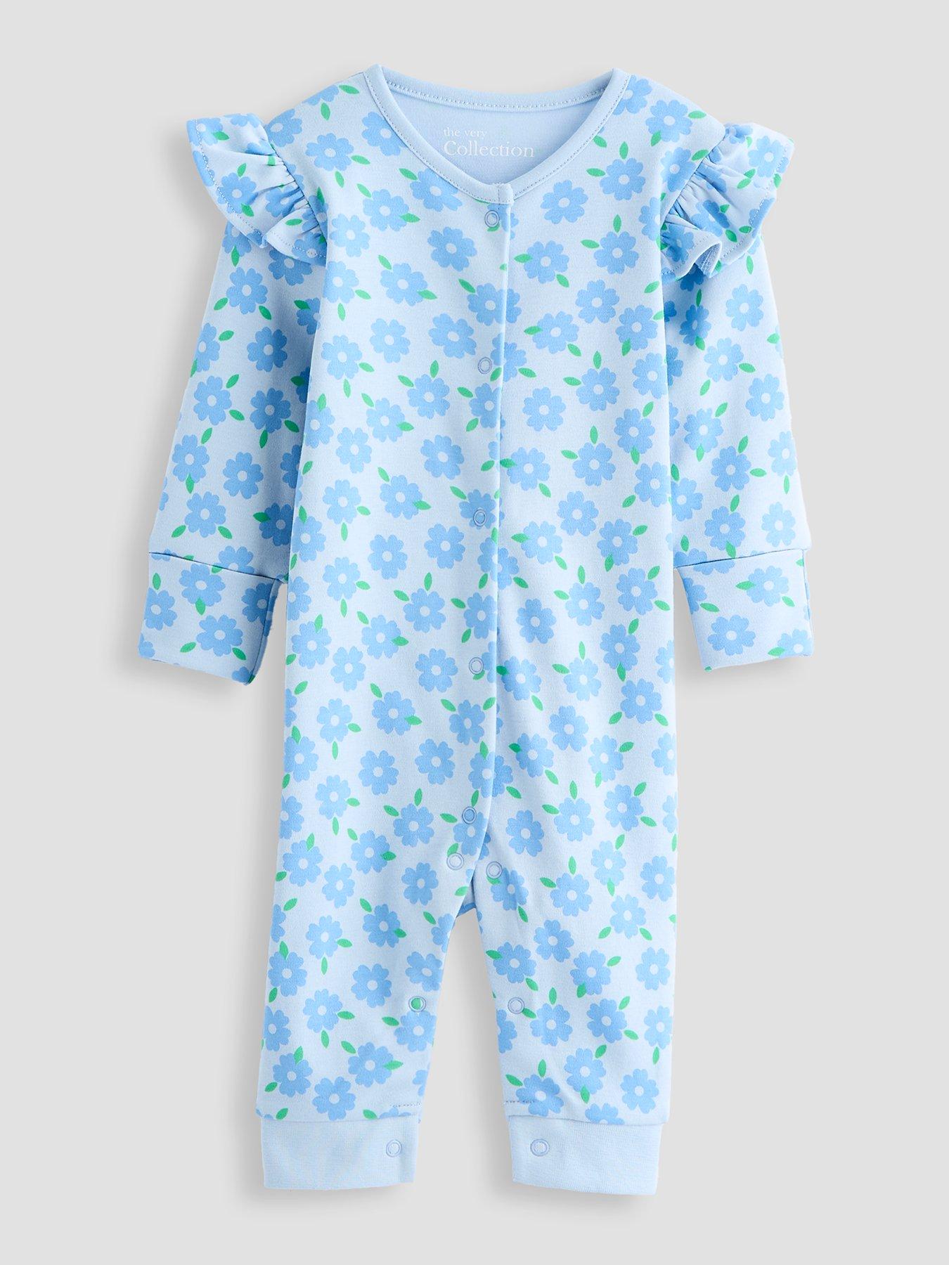 Image 3 of 6 of The Very Collection Frill Sleeve Fruit Print 3 Pack Sleepsuits - Multi