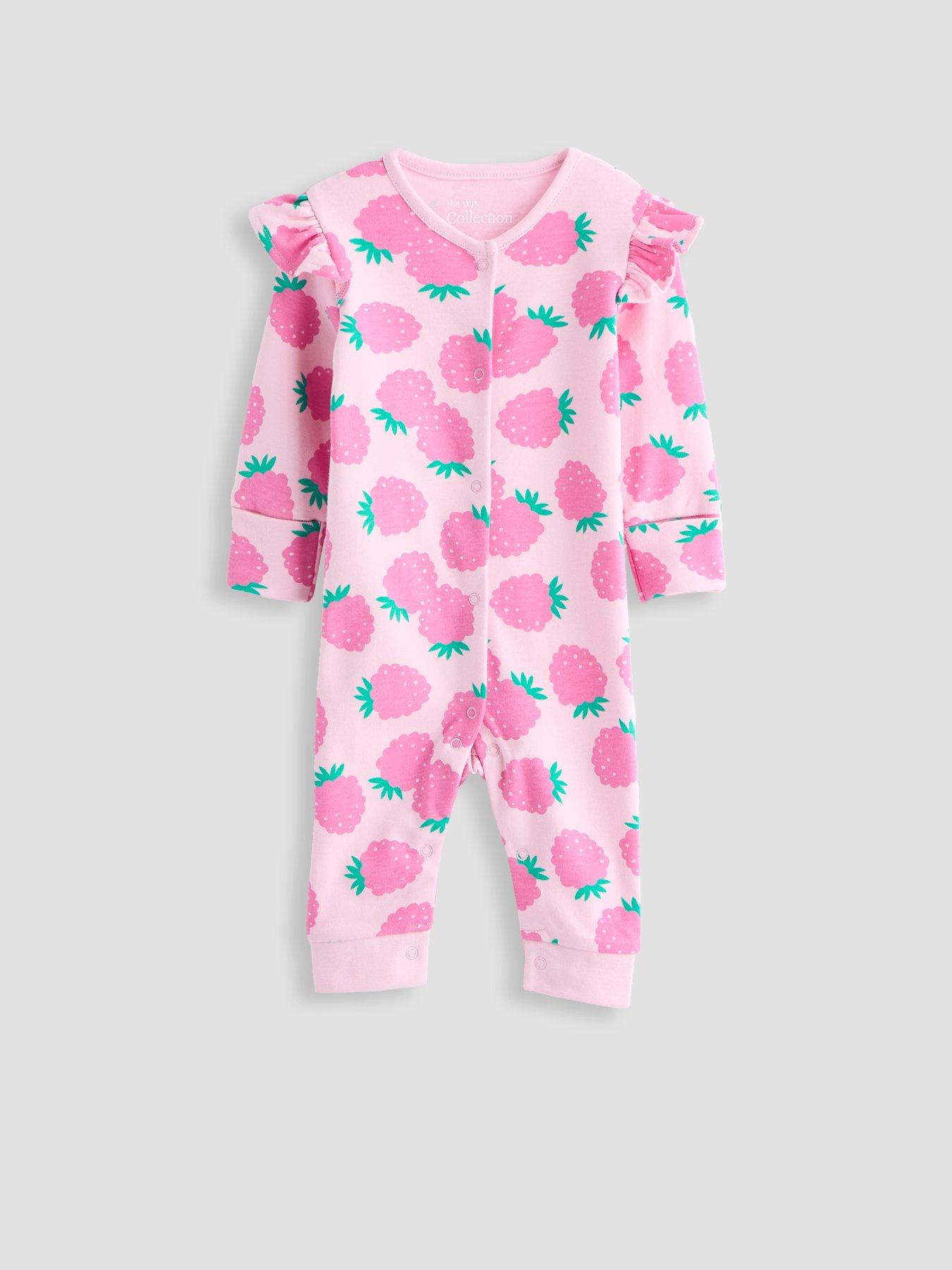 Image 6 of 6 of The Very Collection Frill Sleeve Fruit Print 3 Pack Sleepsuits - Multi