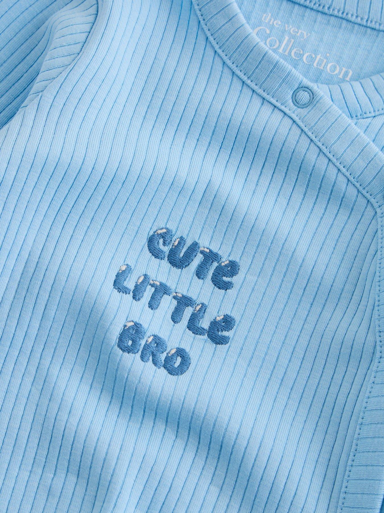 Image 3 of 4 of The Very Collection Cutest Little Bro Sleepsuit - Blue