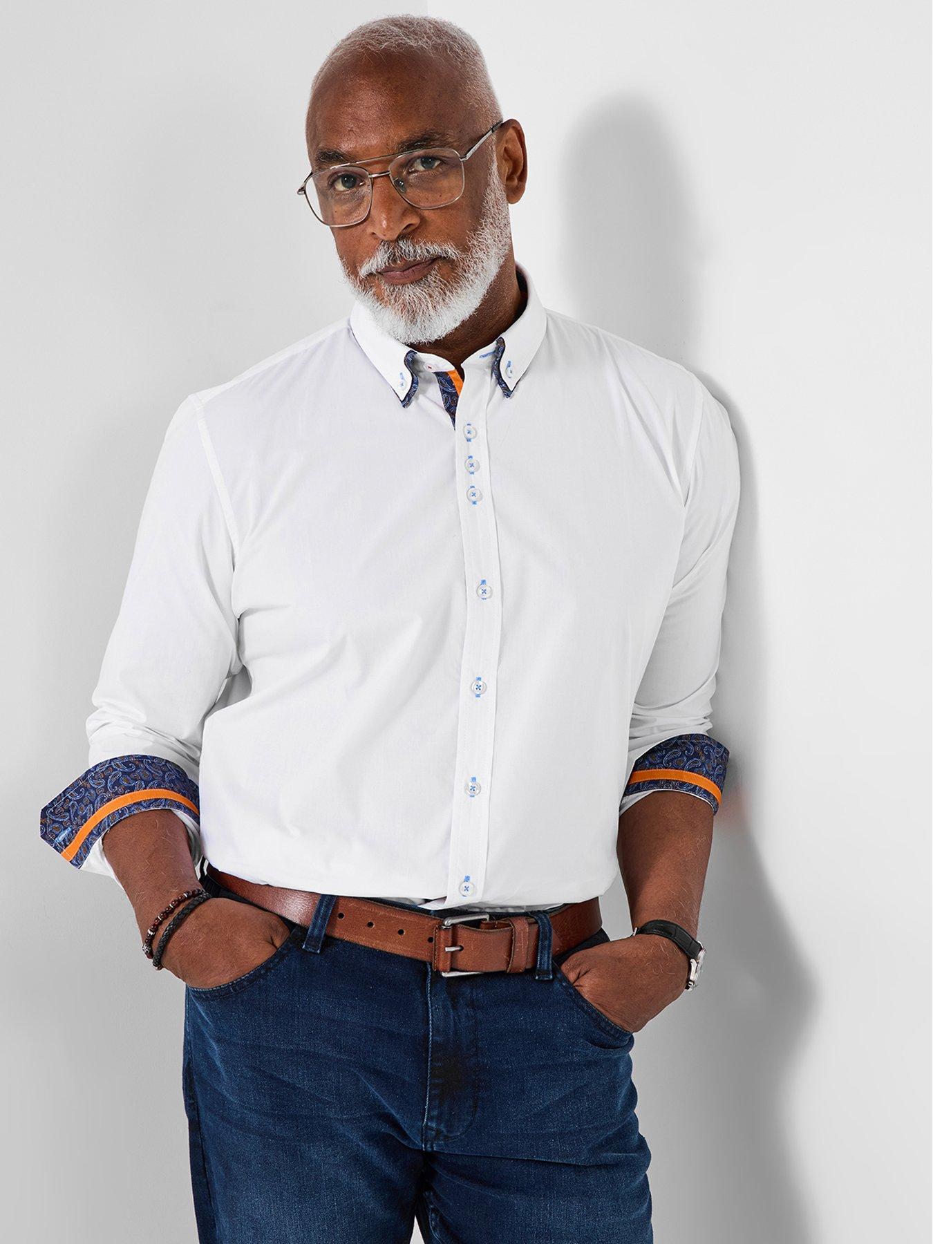 undefined Joe Browns Blue Printed Trim Double Collar Long Sleeve Shirt