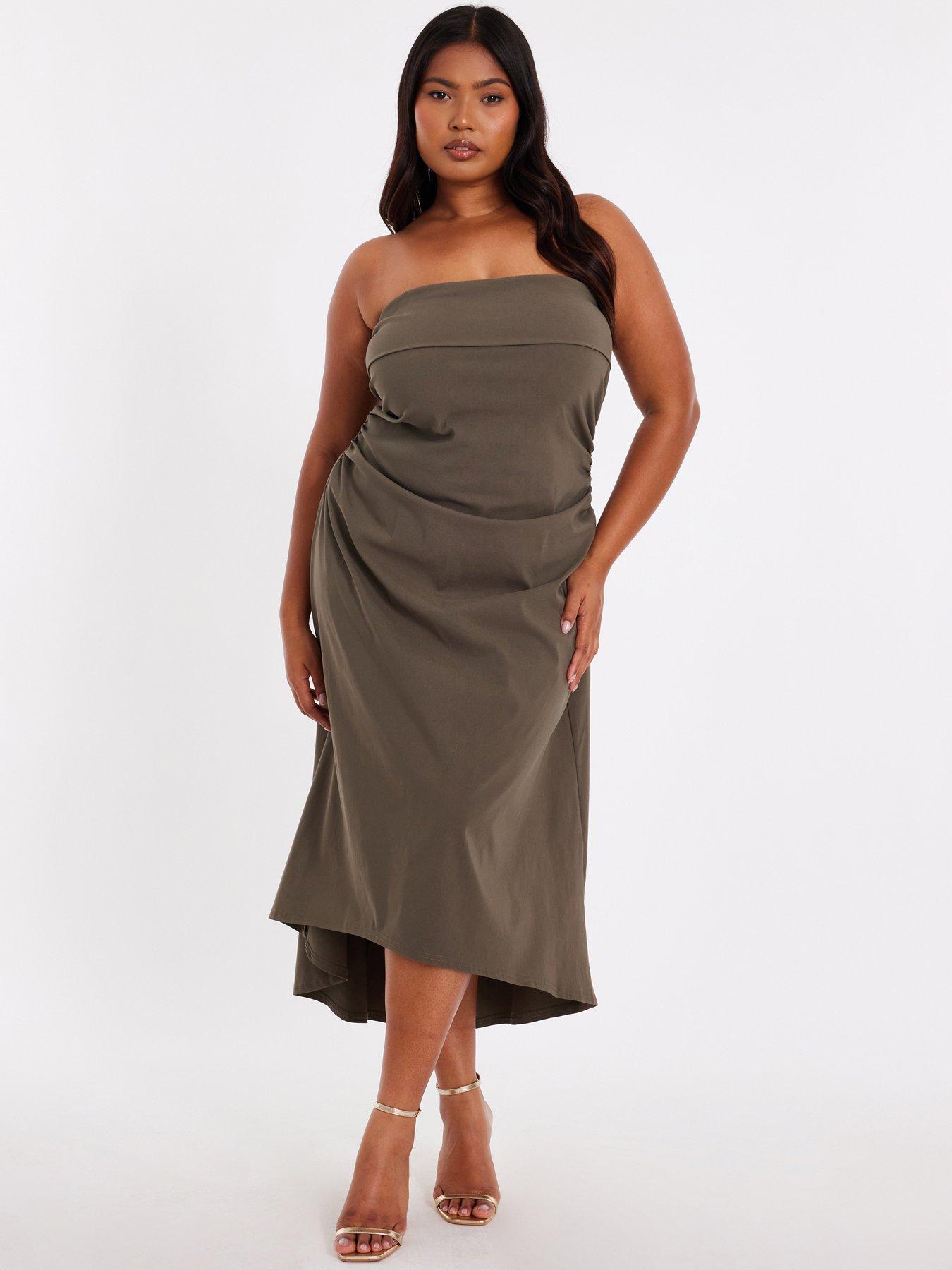 undefined Curve Khaki Bandeau Midi Dress