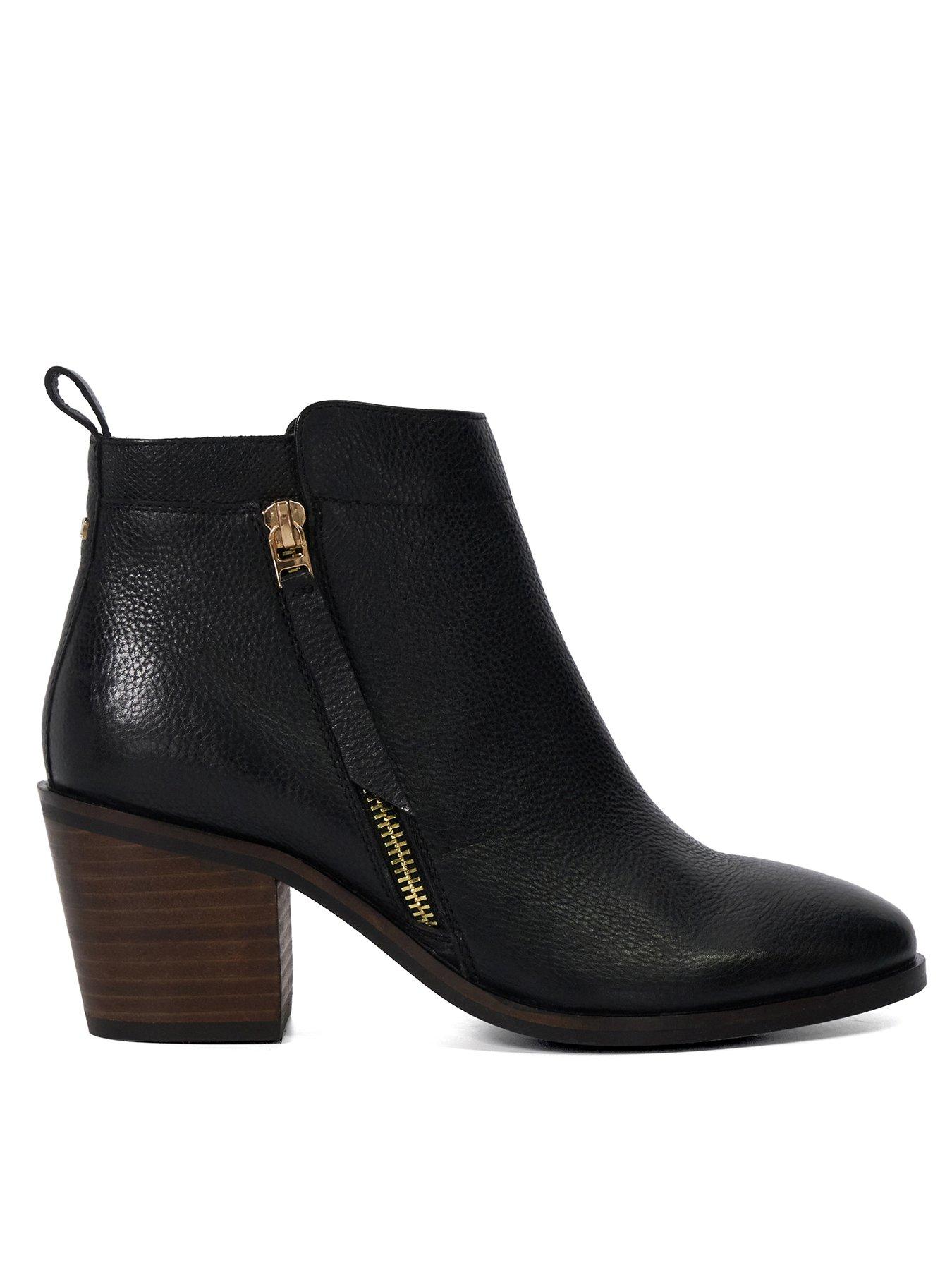 Dune London Wide Fit Paicing Leather Side Zip Ankle Boots - Black