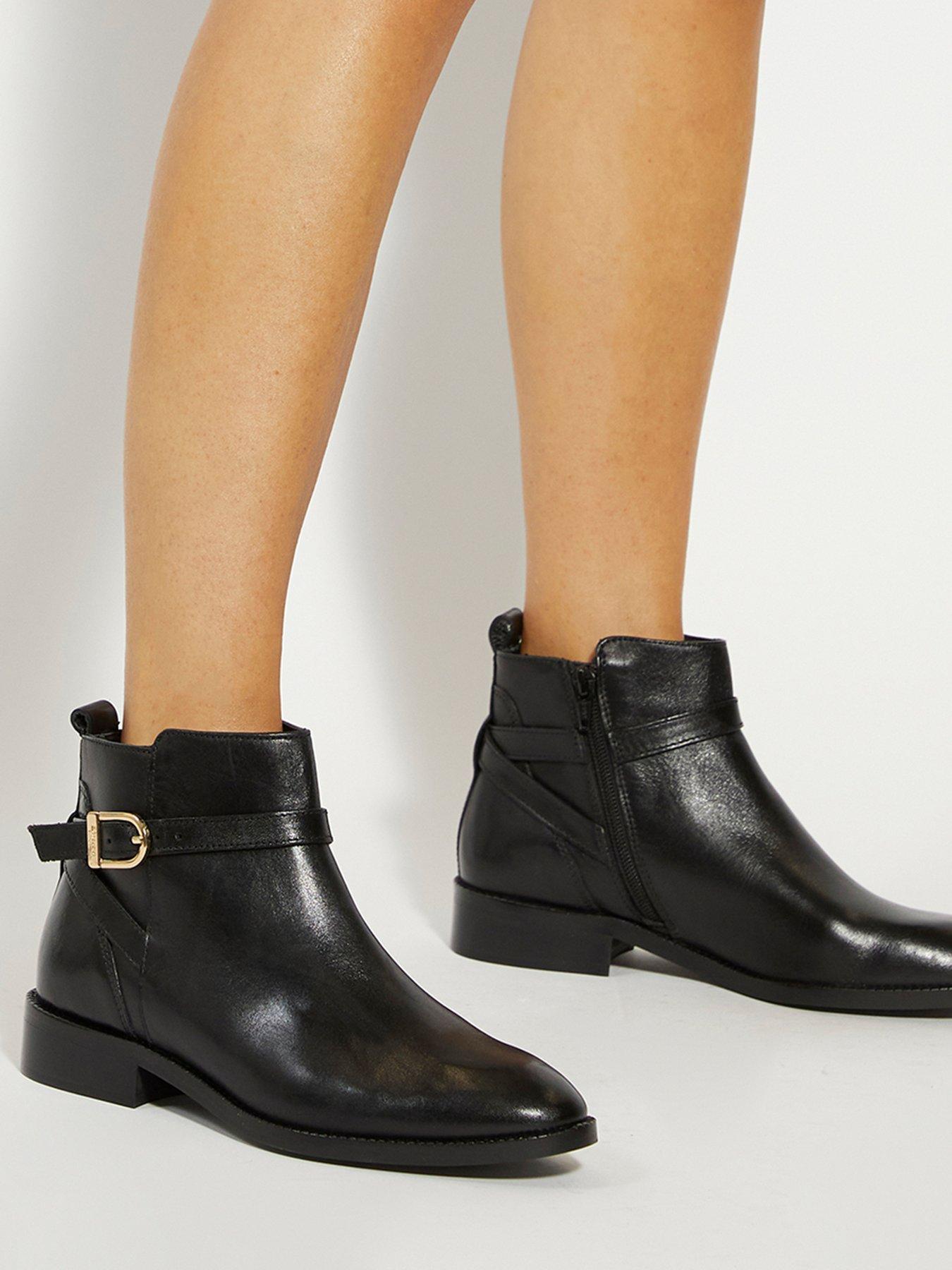 Dune London Wide Fit Pemma Leather Ankle Boots Black Very