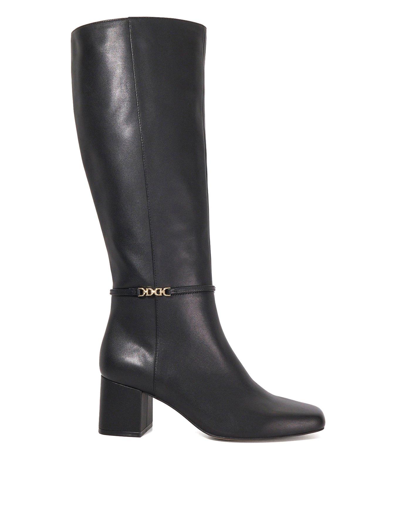 Dune London Wide Fit Sanna Leather Knee High Boots - Black