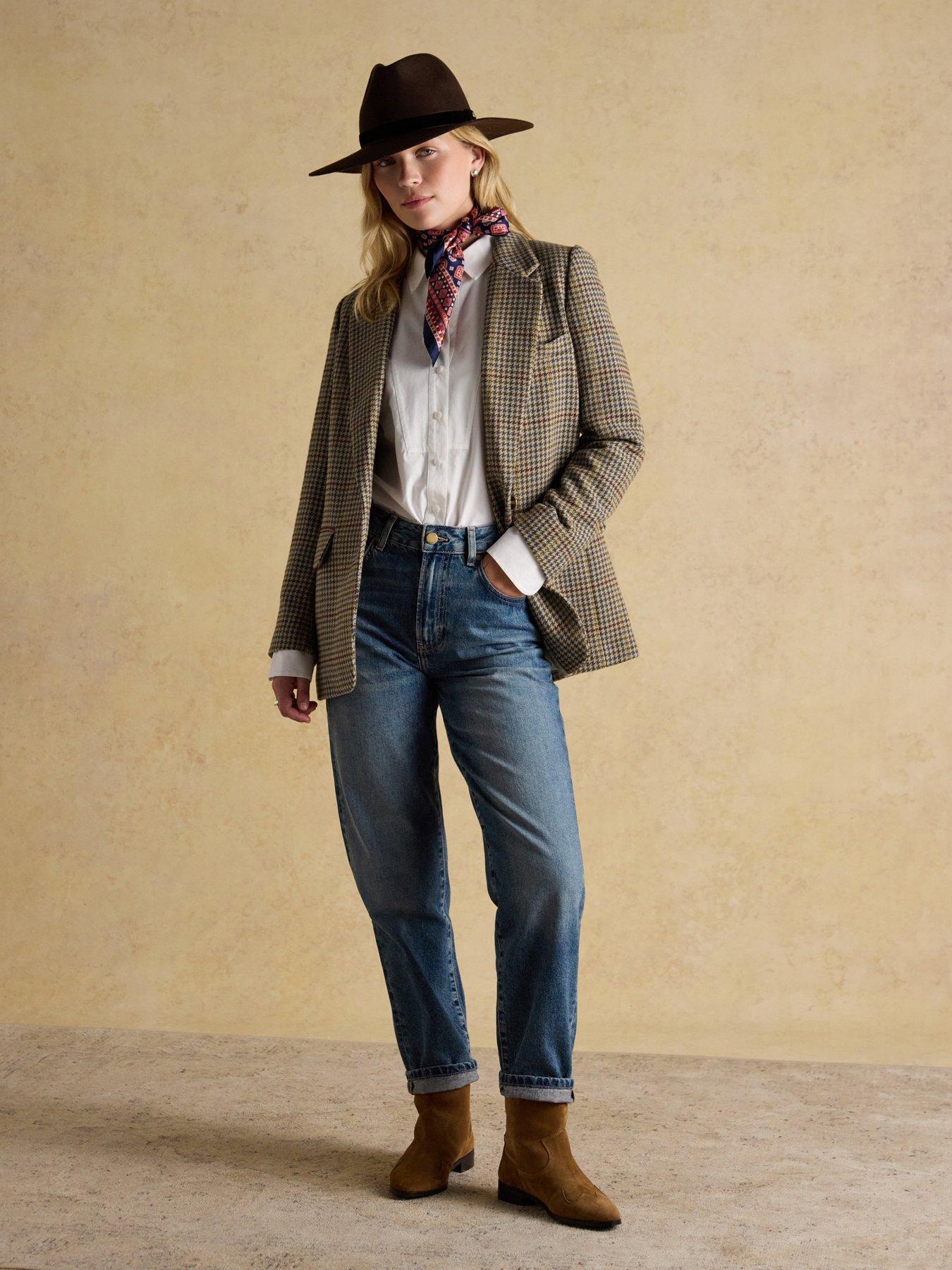 Image 3 of 6 of Joules Relaxed Fit Tweed Blazer - Elton Tweed - Brown