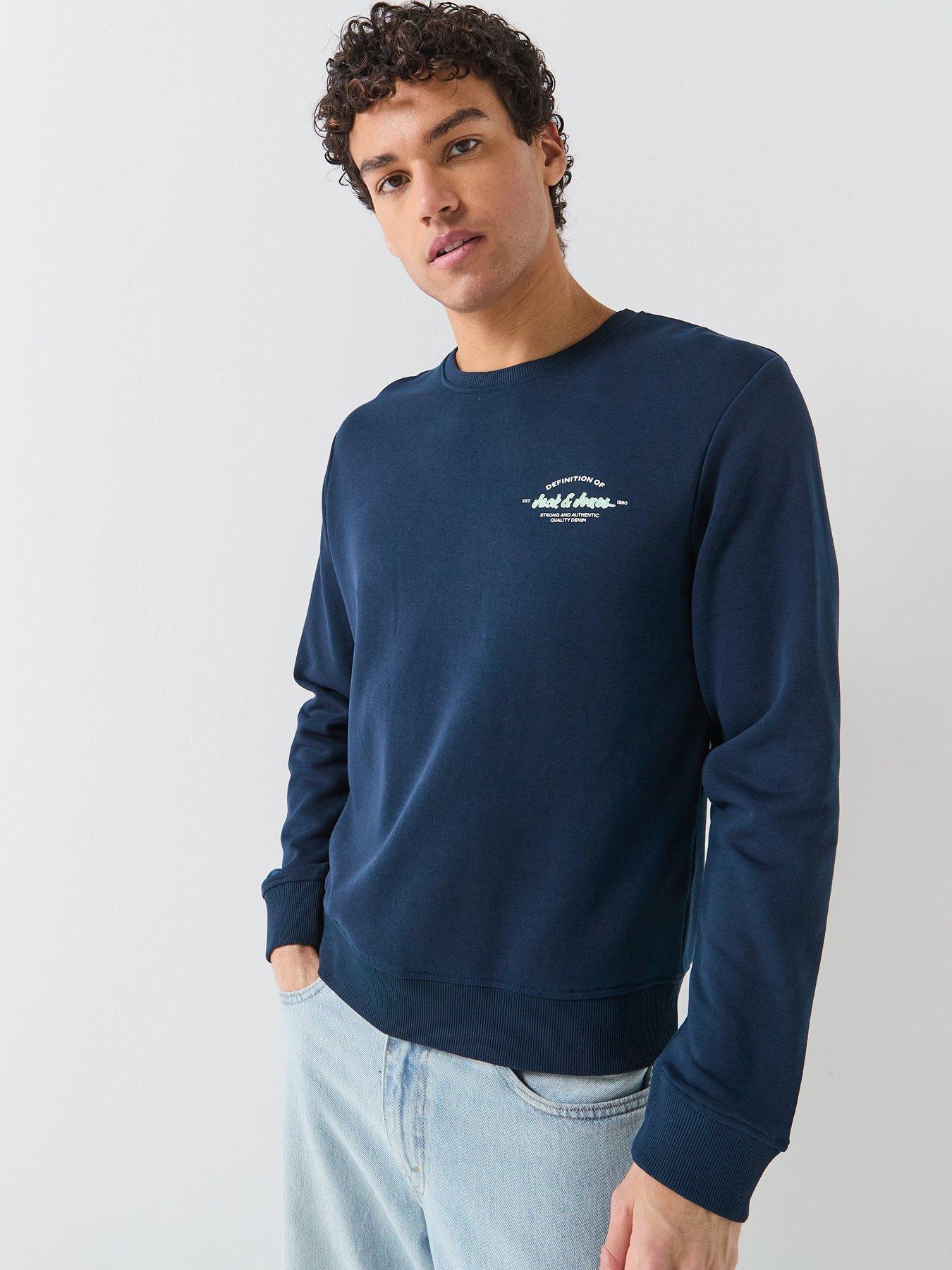 Image 1 of 5 of Jack & Jones Brandon Crew Sweater - Navy