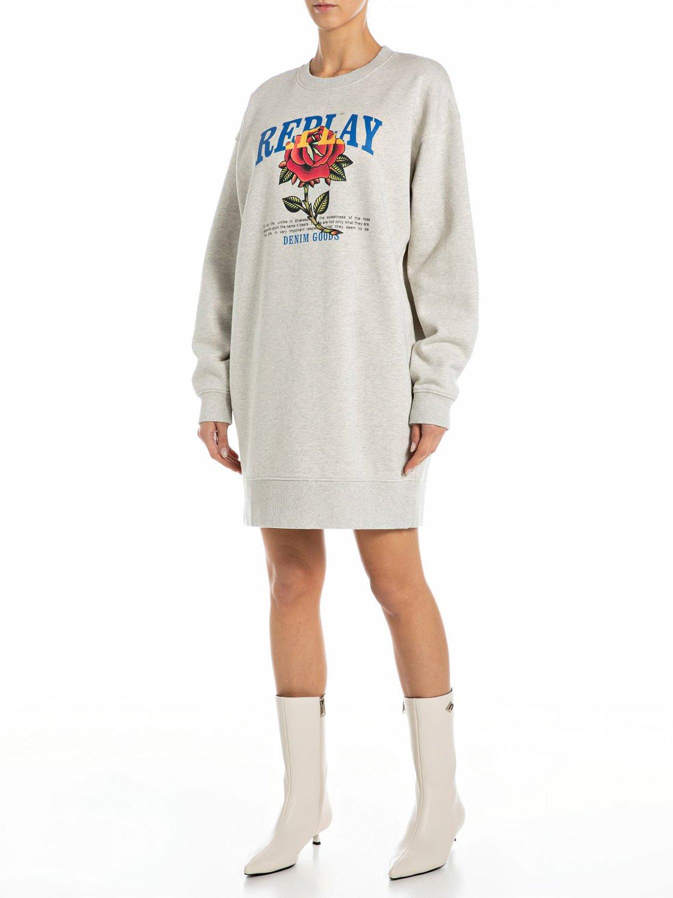 Replay Logo Sweater Dress - Grey