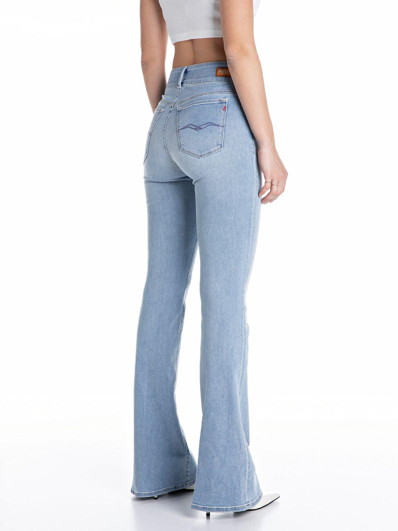 Replay Dames jeans broek New Luz Flare met Power Stretch, Lichtblauw 010, 29W / 32L