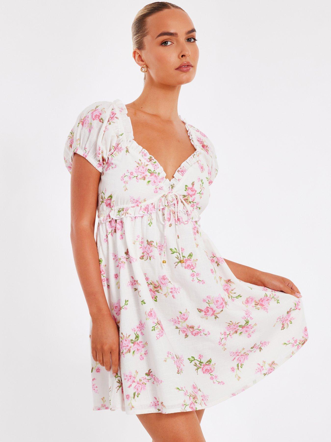 undefined Pink Floral Mini Skater Dress