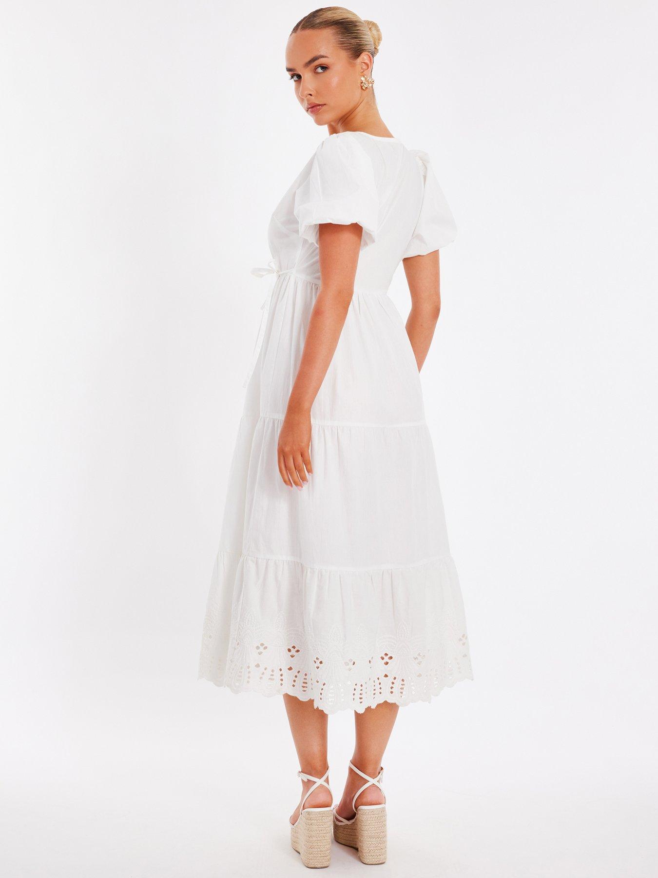 Image 2 of 6 of Quiz White Embroidered Midaxi Dress