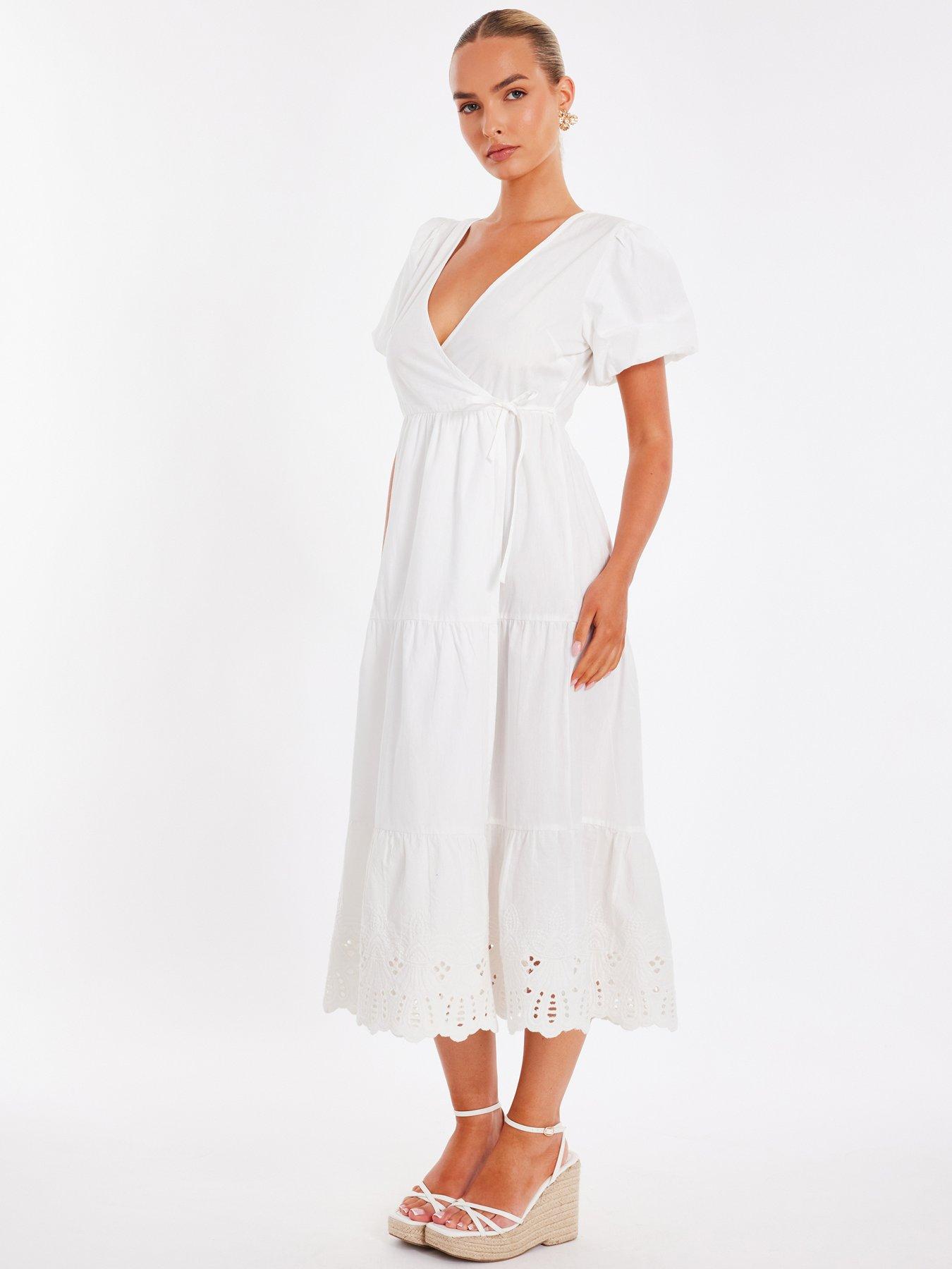 Image 3 of 6 of Quiz White Embroidered Midaxi Dress