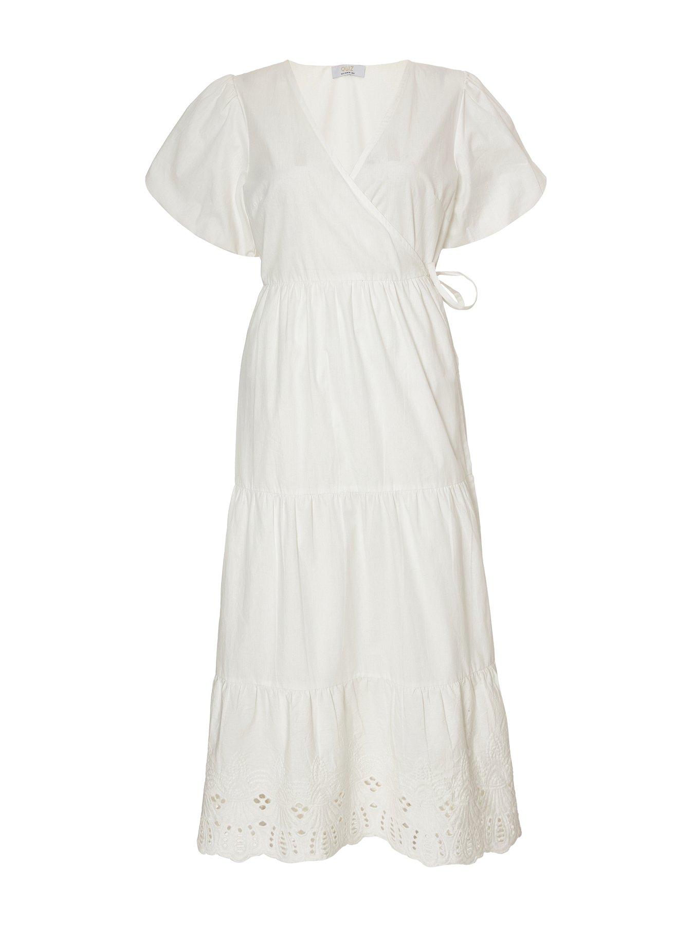 Image 4 of 6 of Quiz White Embroidered Midaxi Dress